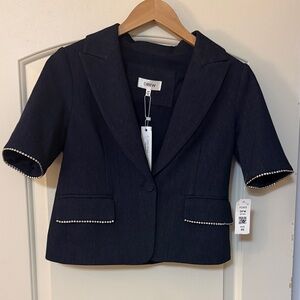 DREW Denim Blazer with Rhinestone Trim